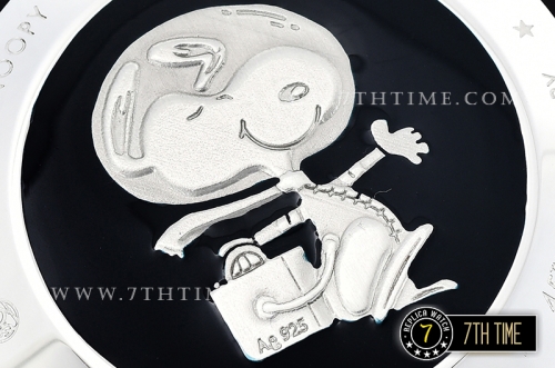 SpeedMaster Series Snoopy Limited Edition Black Tachymeter Bezel  White Dial with White Subdials and Snoopy Insignia Solid Stainless Steel 316L Bracelet