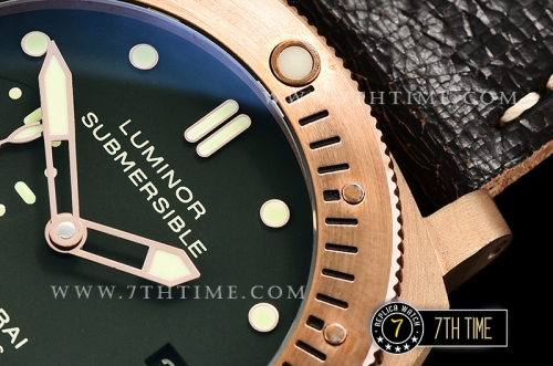 PAM382N Bronzo Submersible BR/LE Green Dial Mod9000