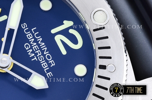 PAM719 Luminor Submersible 1950 GMT SS/RU Blue Dial Asia 23J