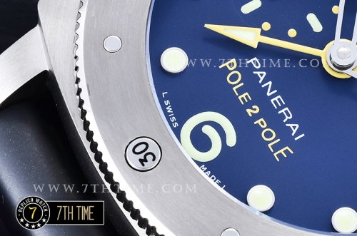 PAM719 Luminor Submersible 1950 GMT SS/RU Blue Dial Asia 23J