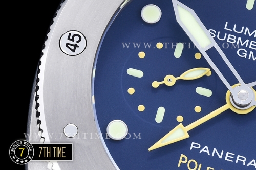 PAM719 Luminor Submersible 1950 GMT SS/RU Blue Dial Asia 23J