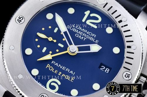PAM719 Luminor Submersible 1950 GMT SS/RU Blue Dial Asia 23J