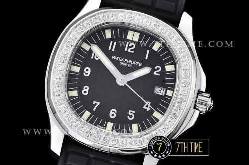 Aquanaut Ladies 5067A Diamonds Bezel SS/RU Black Checkered Dial Swiss Quartz