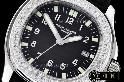Aquanaut Ladies 5067A Diamonds Bezel SS/RU Black Checkered Dial Swiss Quartz