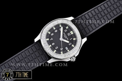 Aquanaut Ladies 5067A Diamonds Bezel SS/RU Black Checkered Dial Swiss Quartz