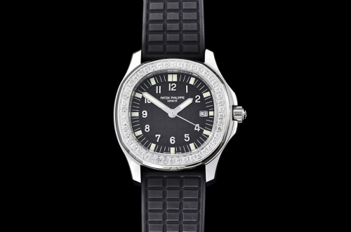 Aquanaut Ladies 5067A Diamonds Bezel SS/RU Black Checkered Dial Swiss Quartz