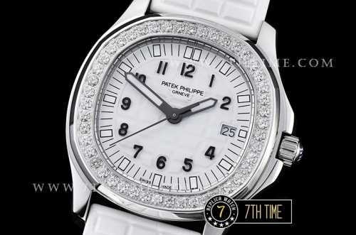 Aquanaut Ladies 5067A Diamonds Bezel SS/RU White Checkered Dial Swiss Quartz