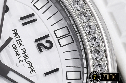 Aquanaut Ladies 5067A Diamonds Bezel SS/RU White Checkered Dial Swiss Quartz