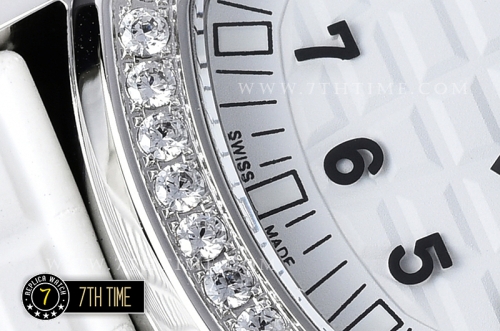 Aquanaut Ladies 5067A Diamonds Bezel SS/RU White Checkered Dial Swiss Quartz