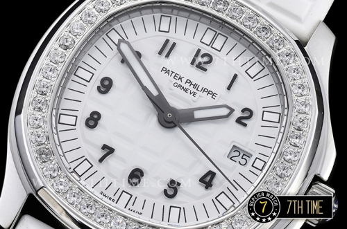 Aquanaut Ladies 5067A Diamonds Bezel SS/RU White Checkered Dial Swiss Quartz
