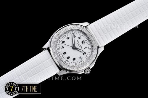 Aquanaut Ladies 5067A Diamonds Bezel SS/RU White Checkered Dial Swiss Quartz