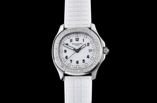 Aquanaut Ladies 5067A Diamonds Bezel SS/RU White Checkered Dial Swiss Quartz