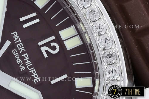 Aquanaut Ladies 5067A Diamonds Bezel SS/RU Brown Checkered Dial Swiss Quartz