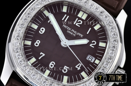 Aquanaut Ladies 5067A Diamonds Bezel SS/RU Brown Checkered Dial Swiss Quartz