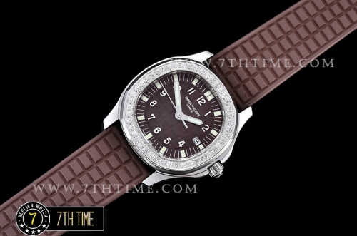 Aquanaut Ladies 5067A Diamonds Bezel SS/RU Brown Checkered Dial Swiss Quartz