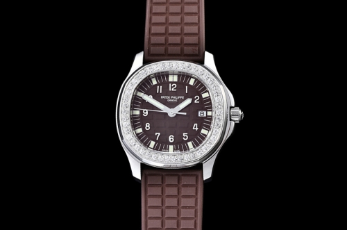 Aquanaut Ladies 5067A Diamonds Bezel SS/RU Brown Checkered Dial Swiss Quartz