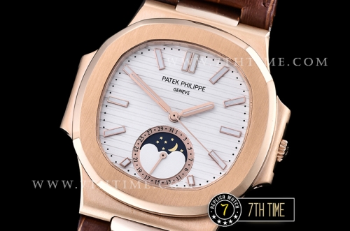 Nautilus MoonPhase 42mm RG/LE White Dial MY9015 Mod