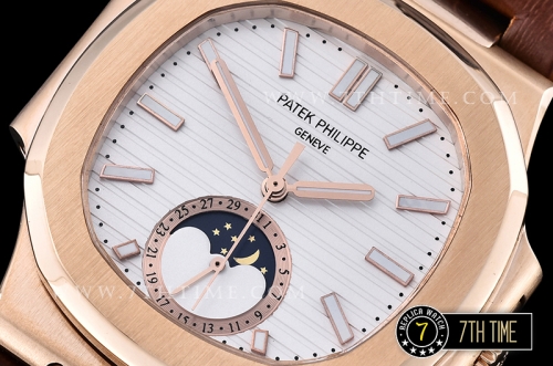 Nautilus MoonPhase 42mm RG/LE White Dial MY9015 Mod
