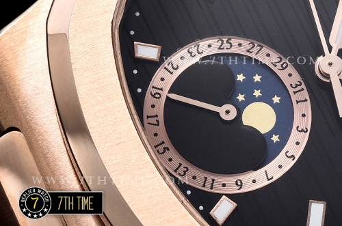 Nautilus MoonPhase 42mm RG/LE Black Dial MY9015 Mod