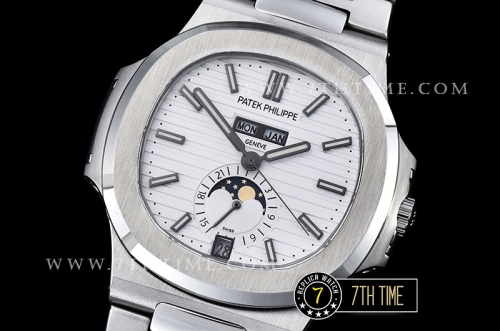 Nautilus GMT MoonPhase 42mm SS/SS White Dial Asia 23J Calendar