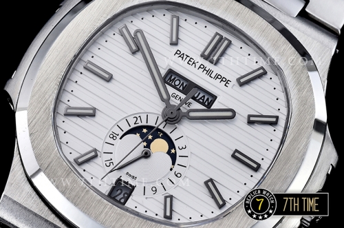 Nautilus GMT MoonPhase 42mm SS/SS White Dial Asia 23J Calendar