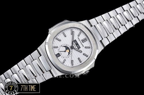 Nautilus GMT MoonPhase 42mm SS/SS White Dial Asia 23J Calendar