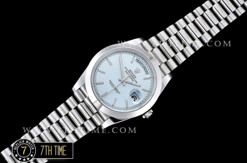 DayDate 228206 SS/SS Blue Stick Dial Smooth Bezel Swiss 2836