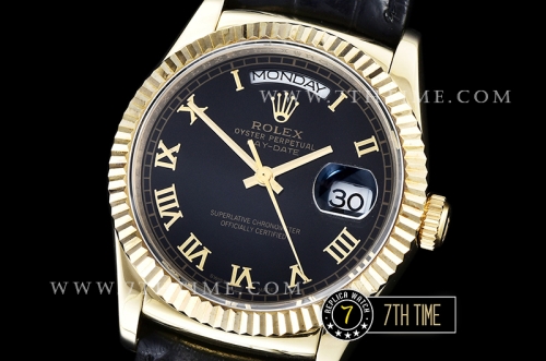DayDate 36mm YG/LE Black Roman Dial A2836