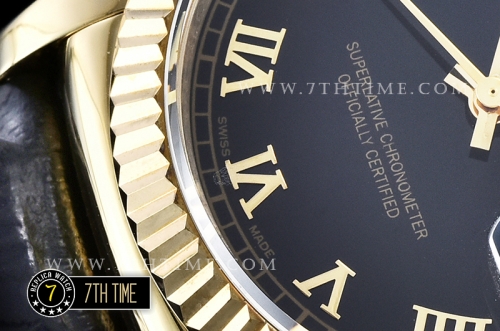 DayDate 36mm YG/LE Black Roman Dial A2836
