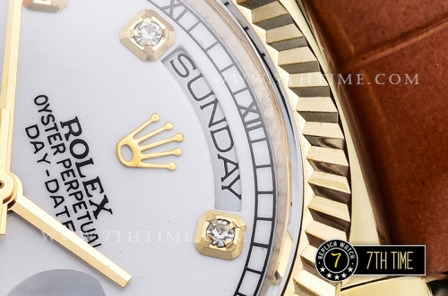 DayDate 36mm YG/LE White Dial with Diamond Markers A2836
