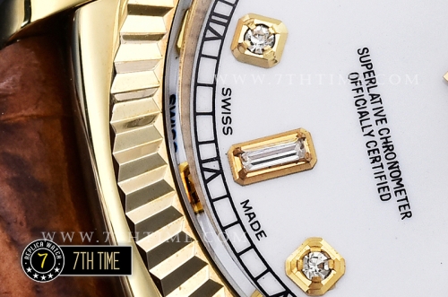DayDate 36mm YG/LE White Dial with Diamond Markers A2836