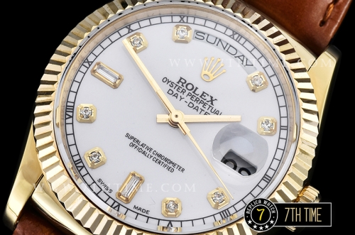 DayDate 36mm YG/LE White Dial with Diamond Markers A2836
