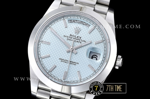 DayDate 40mm SS/SS Blue Stick Dial Smooth Bezel A2836 Mod3255