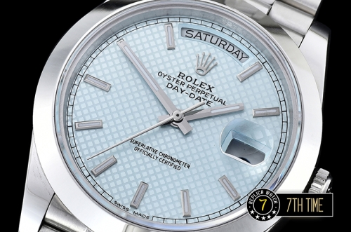 DayDate 40mm SS/SS Blue Stick Dial Smooth Bezel A2836 Mod3255