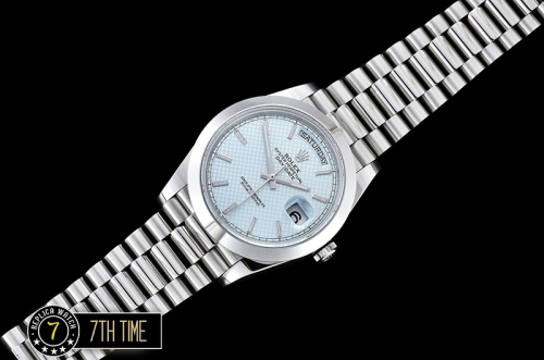 DayDate 40mm SS/SS Blue Stick Dial Smooth Bezel A2836 Mod3255