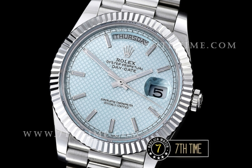 DayDate 40mm SS/SS Blue Dial Stick Markers Fluted Bezel A2836 Mod3255