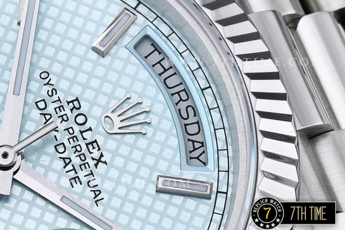 DayDate 40mm SS/SS Blue Dial Stick Markers Fluted Bezel A2836 Mod3255