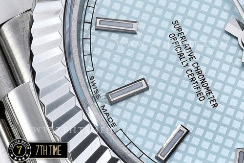 DayDate 40mm SS/SS Blue Dial Stick Markers Fluted Bezel A2836 Mod3255