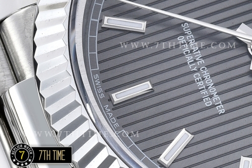 DayDate 40mm SS/SS Grey Dial Stick Markers Fluted Bezel A2836 Mod3255