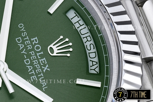 DayDate 40mm SS/SS Green Dial Roman Markers Fluted Bezel A2836 Mod3255