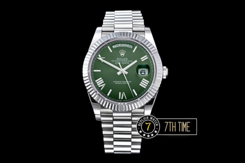 DayDate 40mm SS/SS Green Dial Roman Markers Fluted Bezel A2836 Mod3255