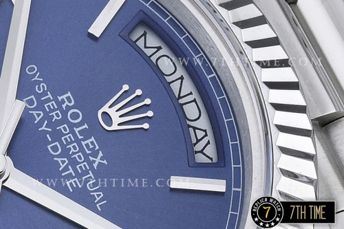 DayDate 40mm SS/SS Blue Dial Roman Markers Fluted Bezel A2836 Mod3255