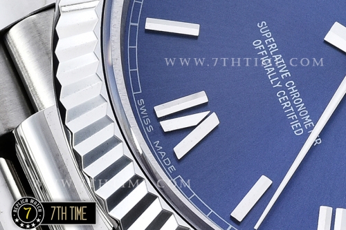 DayDate 40mm SS/SS Blue Dial Roman Markers Fluted Bezel A2836 Mod3255