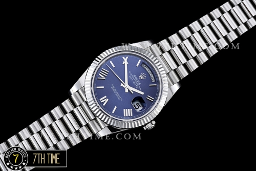 DayDate 40mm SS/SS Blue Dial Roman Markers Fluted Bezel A2836 Mod3255