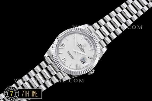 DayDate 40mm SS/SS White Dial Roman Markers Fluted Bezel A2836 Mod3255