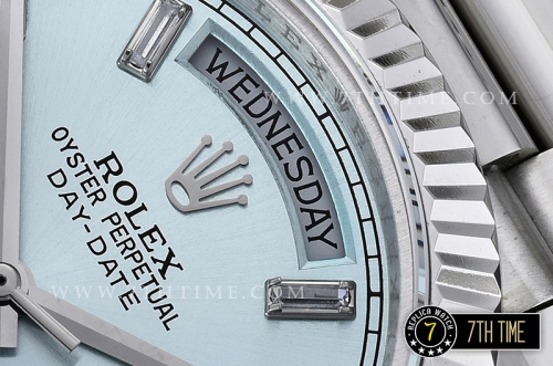 DayDate 228206 SS/SS Fluted Bezel Ice Blue Dial with Diamond Markers Swiss 2836