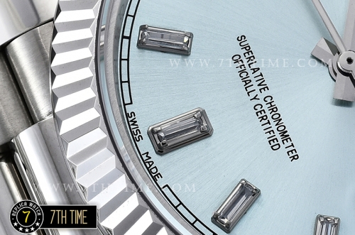 DayDate 228206 SS/SS Fluted Bezel Ice Blue Dial with Diamond Markers Swiss 2836