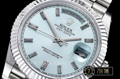 DayDate 228206 SS/SS Fluted Bezel Ice Blue Dial with Diamond Markers Swiss 2836