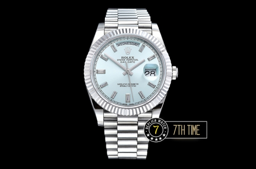 DayDate 228206 SS/SS Fluted Bezel Ice Blue Dial with Diamond Markers Swiss 2836