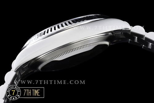 DayDate 228206 SS/SS Fluted Bezel Black Dial with Diamond Markers Swiss 2836